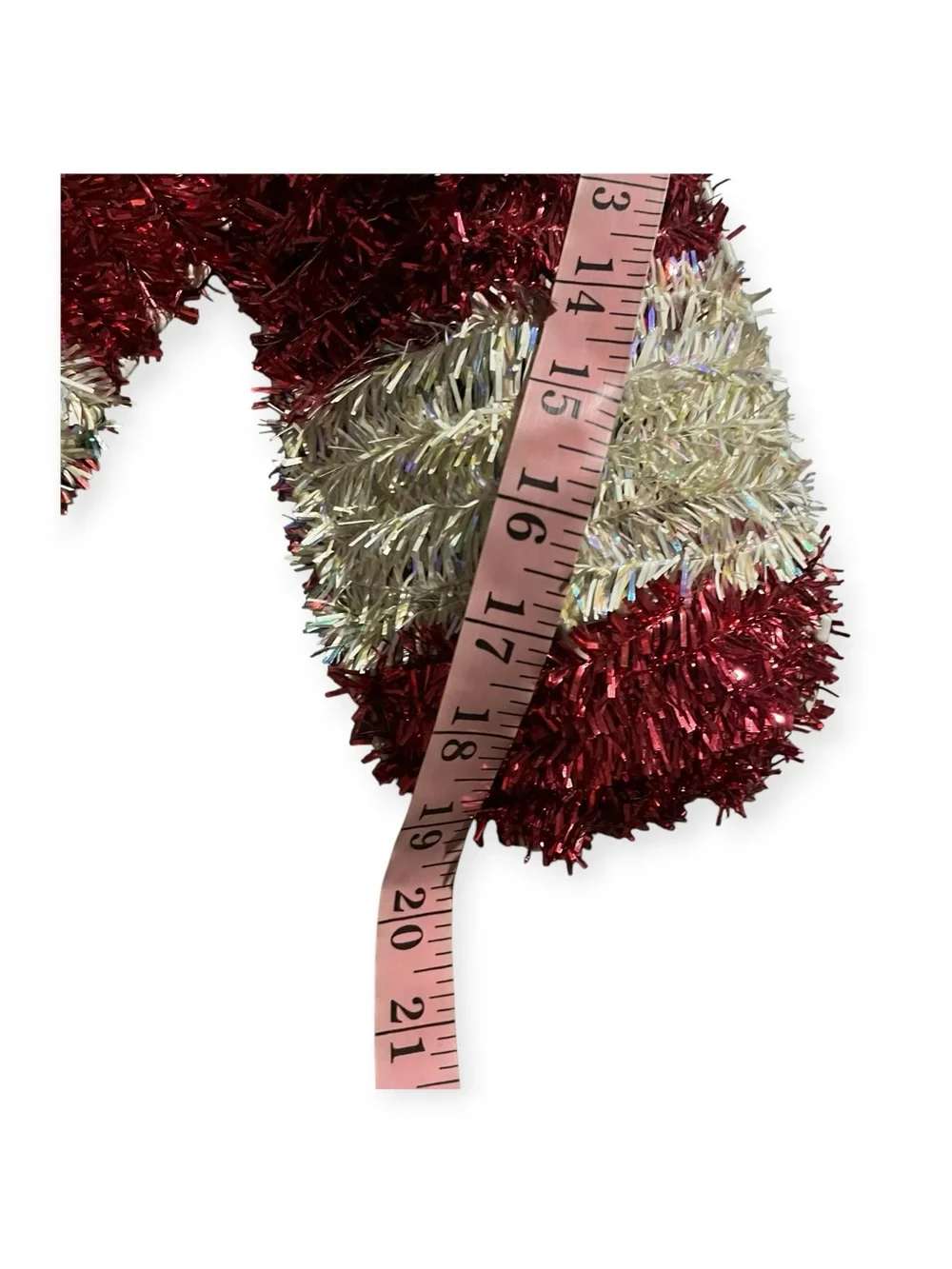 Festive Red and Cream Tinsel Candy Cane Wall Decor